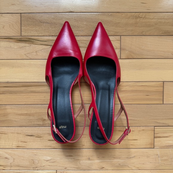 Maje Fayna Pointed Leather Pumps in Red size 40/US 9 - Picture 4 of 5